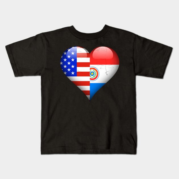 Half American Half Paraguayan - Gift for Paraguayan From Paraguay Kids T-Shirt by Country Flags